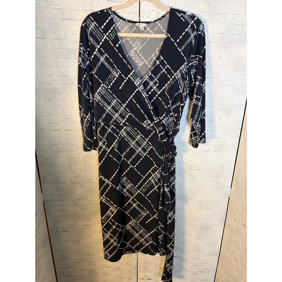 Cato est 1946 womens dress rap style plaid V-neck side tie Bohemian plus size  - Picture 3 of 11